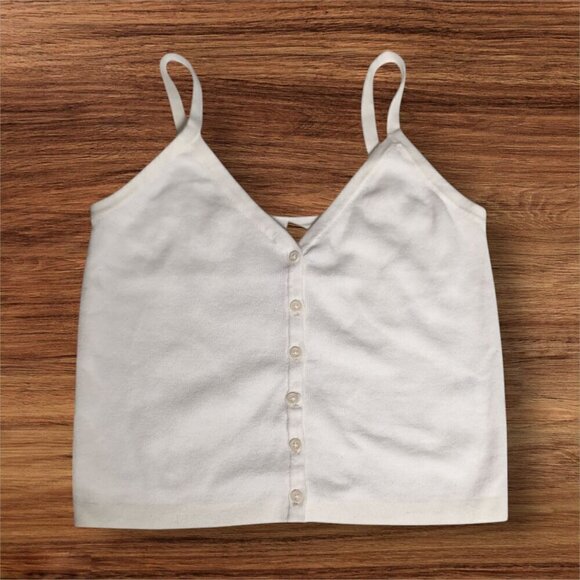 John Galt Top Camisole Crop White Button-Up Sleeveless Womens OneSize NWT - Picture 1 of 5